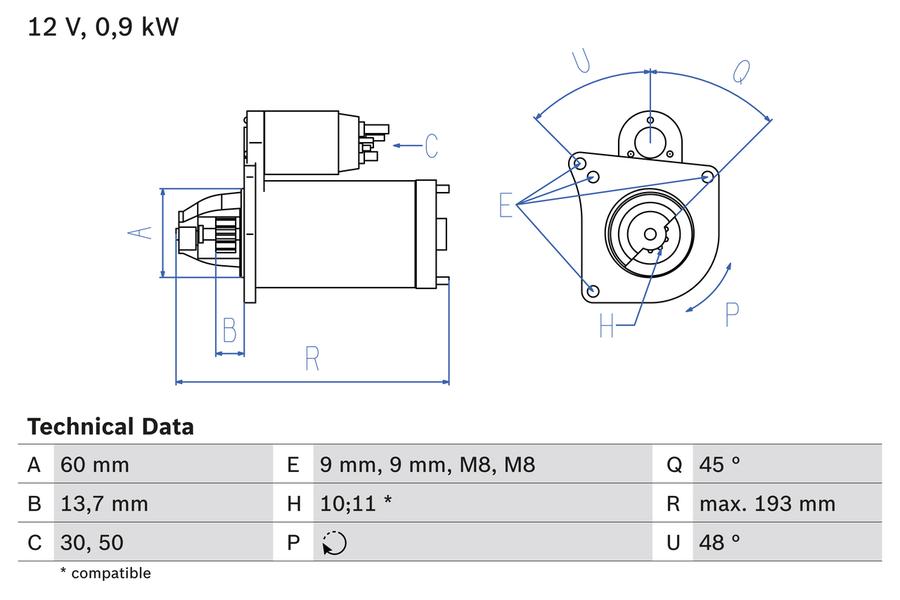 Bosch Starter Motor – 12V