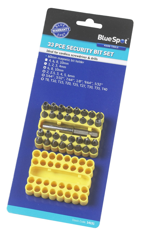 BlueSpot 33 PCE Security Screwdriver Bit Set