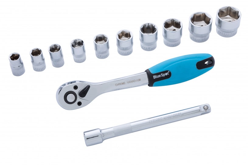 BlueSpot 12 PCE 3/8″ Metric Ratchet & Socket Set (10-24mm)