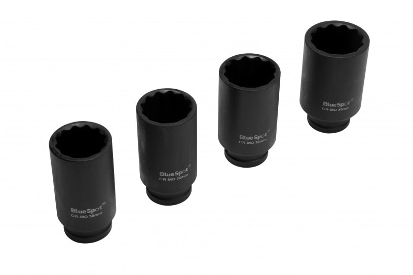 BlueSpot 4 PCE 1/2″ Metric Cr-Mo Impact Sockets (30-36mm)