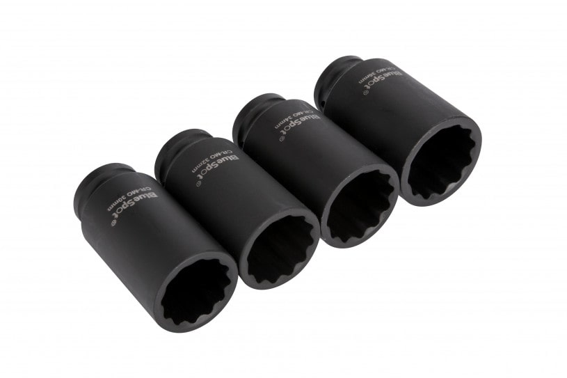 BlueSpot 4 PCE 1/2″ Metric Cr-Mo Impact Sockets (30-36mm)
