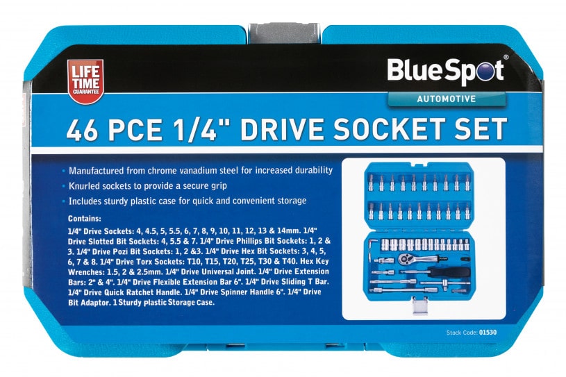 BlueSpot 46 PCE 1/4″ Metric Socket Set (4-14mm)