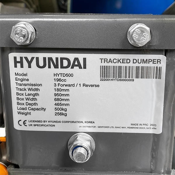 Hyundai 196cc 500kg Petrol Tracked Mini Dumper Power Barrow Transporter