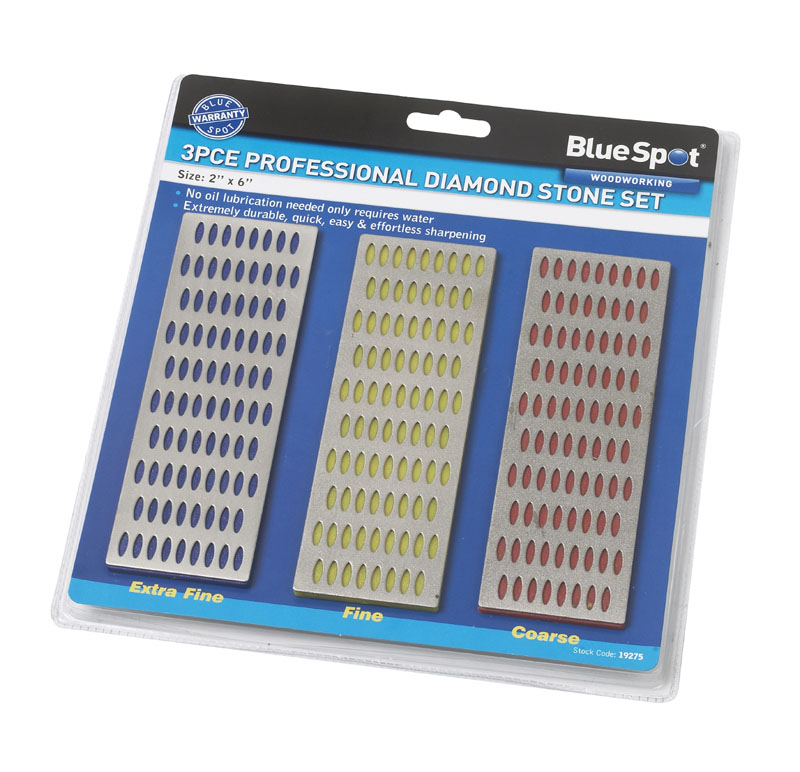 BlueSpot 3 PCE 150mm x 50mm Diamond Sharpening Whetstone Set