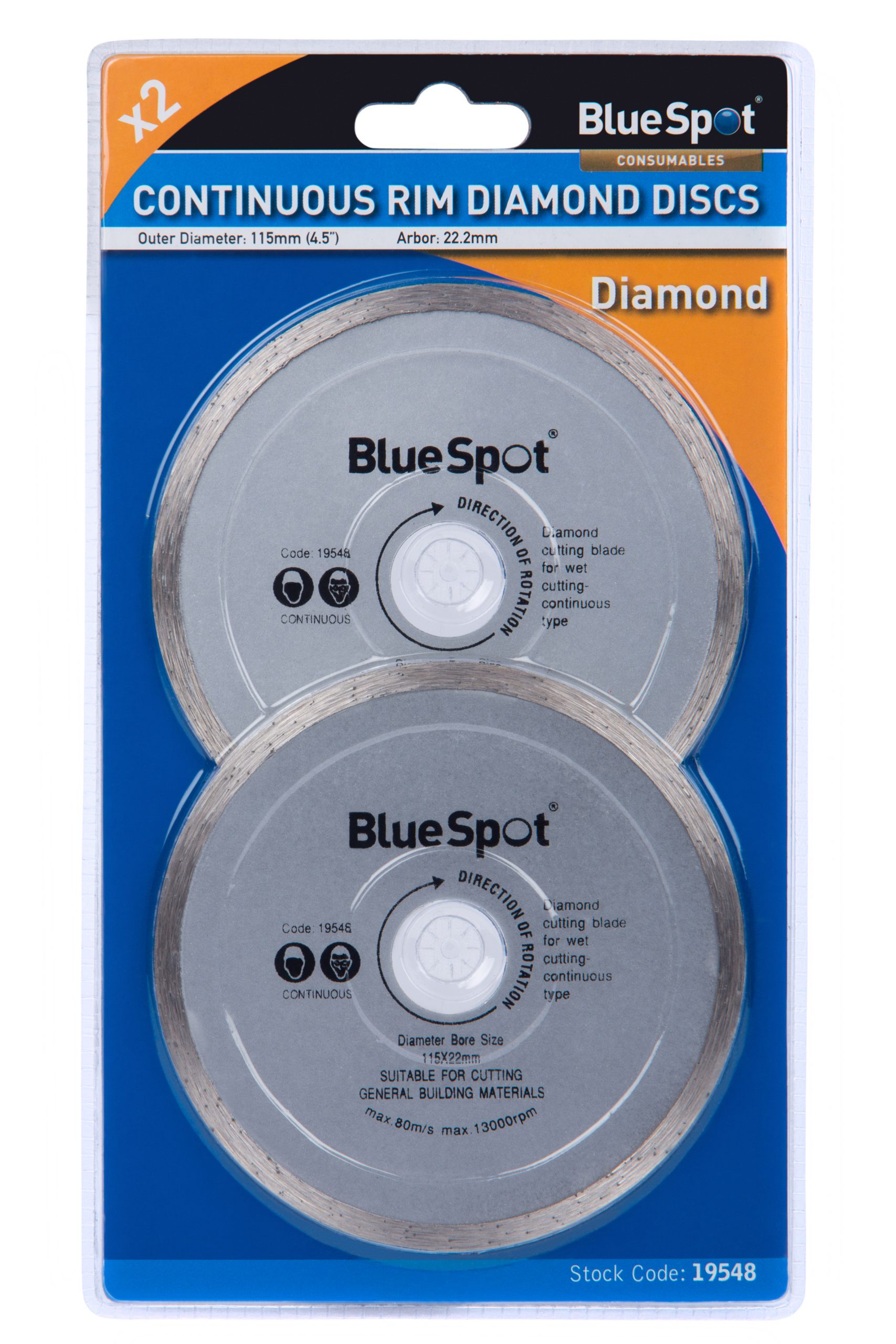 BlueSpot 2 PCE Continuous Rim 115mm (4.5″) Diamond Discs