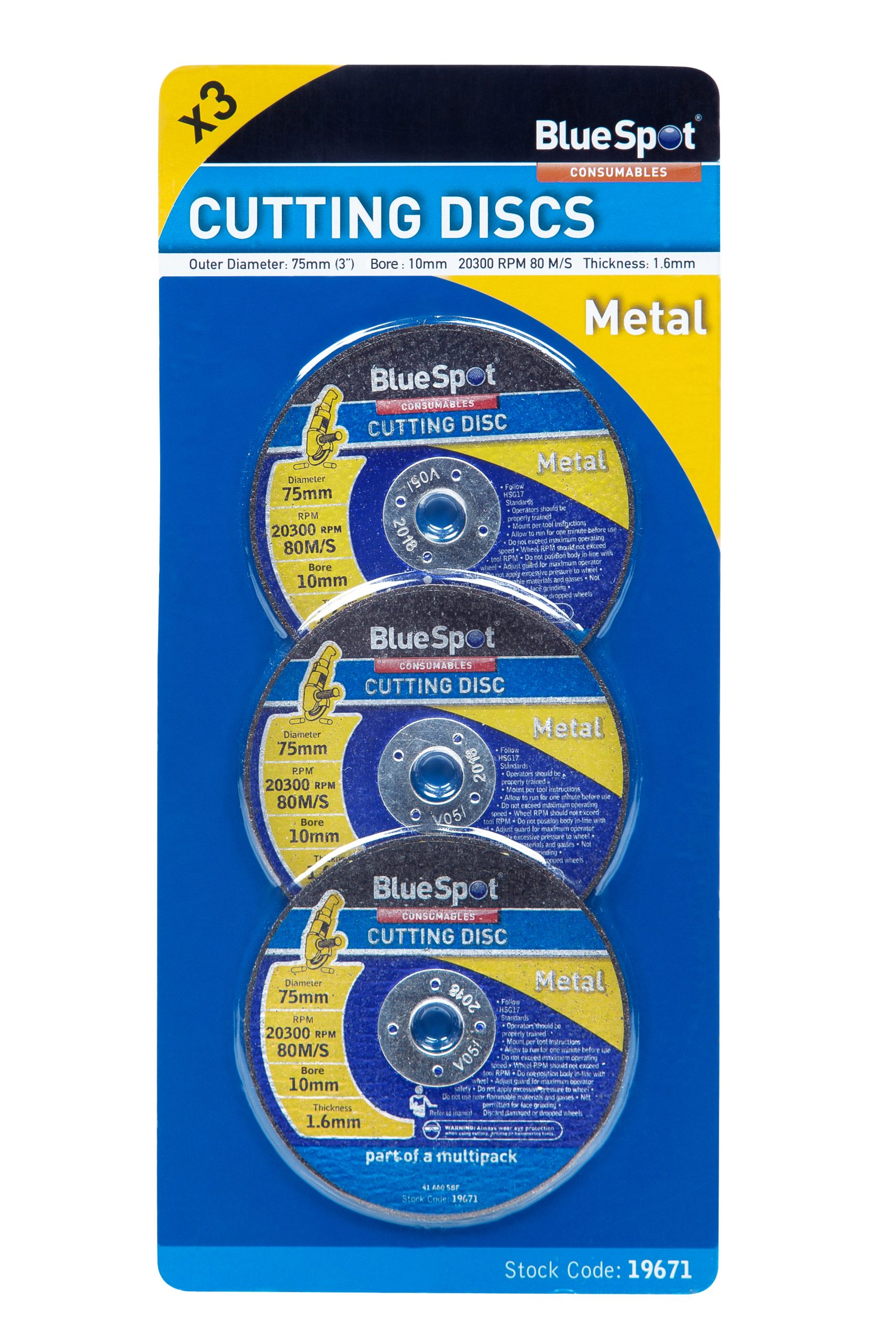 BlueSpot 3 Pack 3″ Metal Cutting Discs