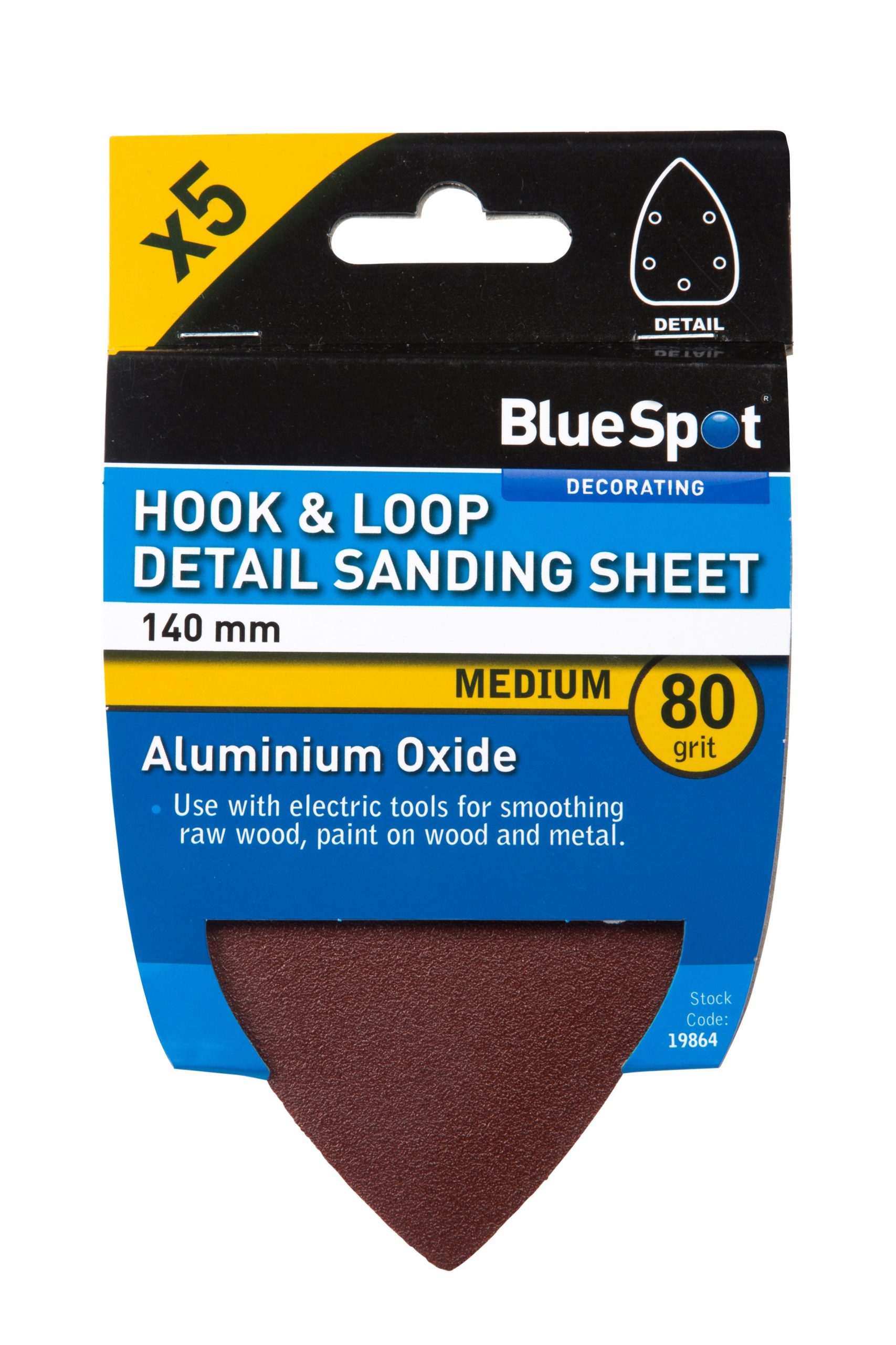 BlueSpot 140mm 5 Pack 80 Grit Detail Sanding Sheets