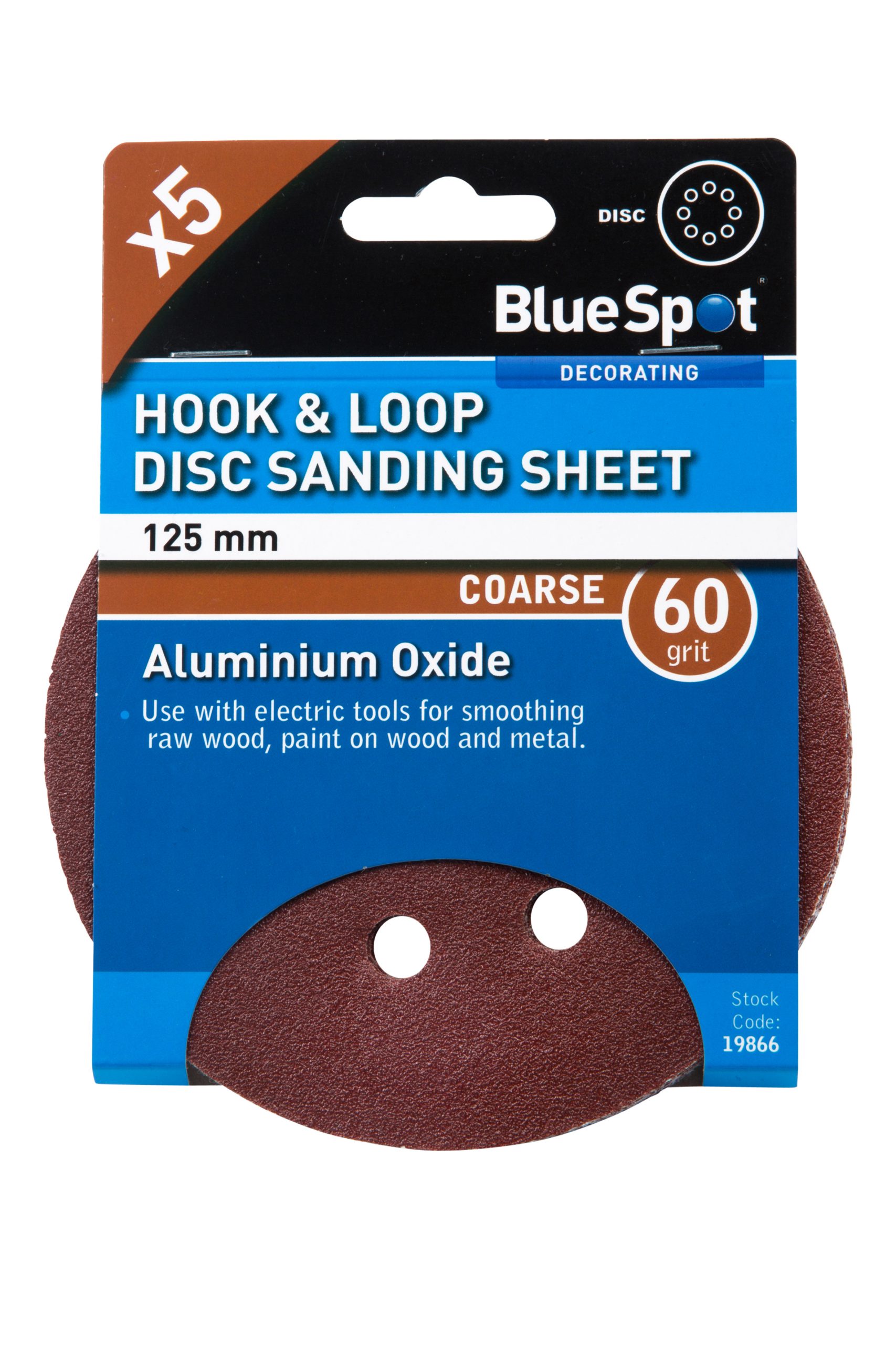 BlueSpot 125mm 5 Pack 60 Grit Sanding Disc