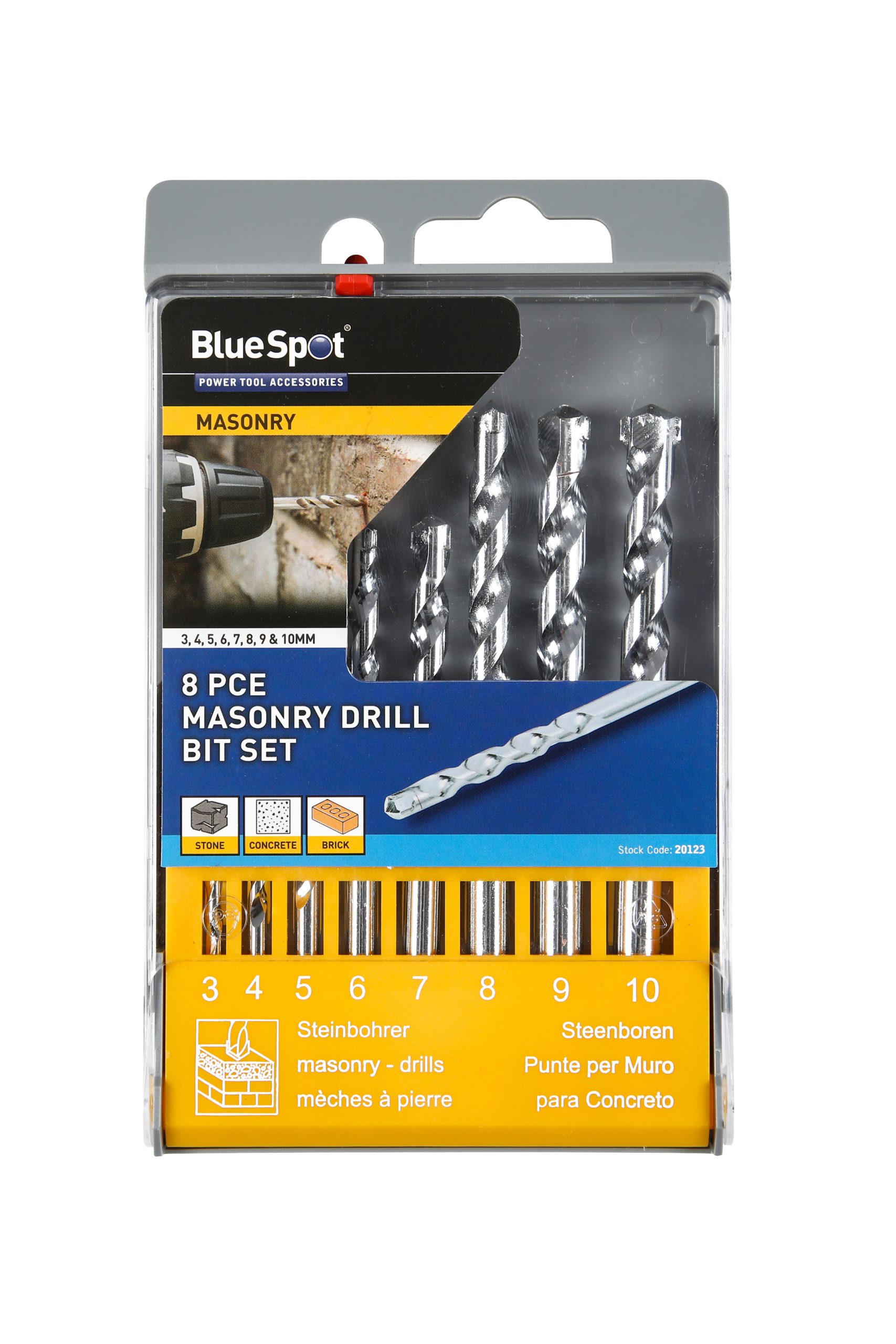 BlueSpot 8 PCE Masonry Drill Bit Set (3-10mm)