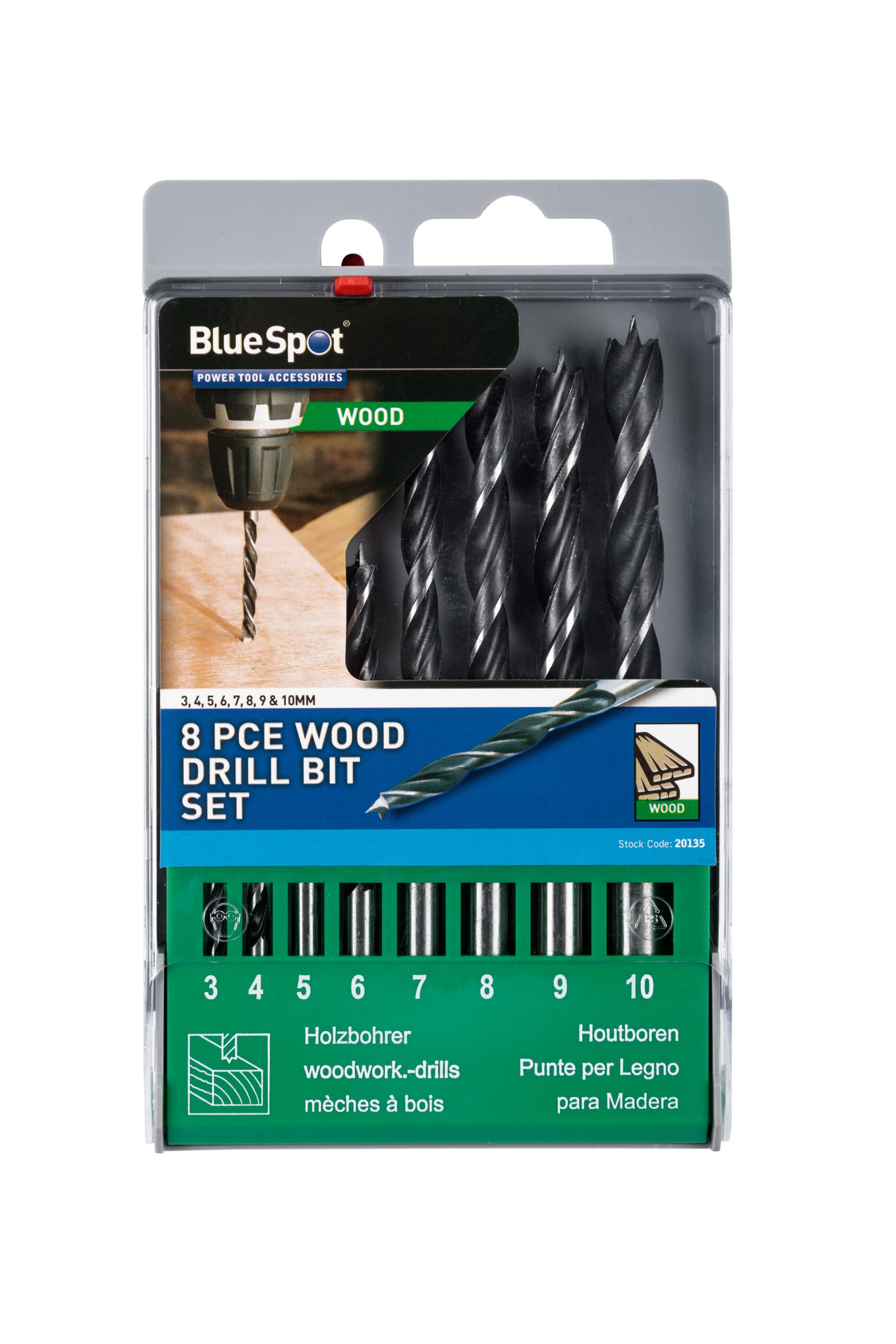 BlueSpot 8 PCE Wood Drill Bit Set (3-10mm)