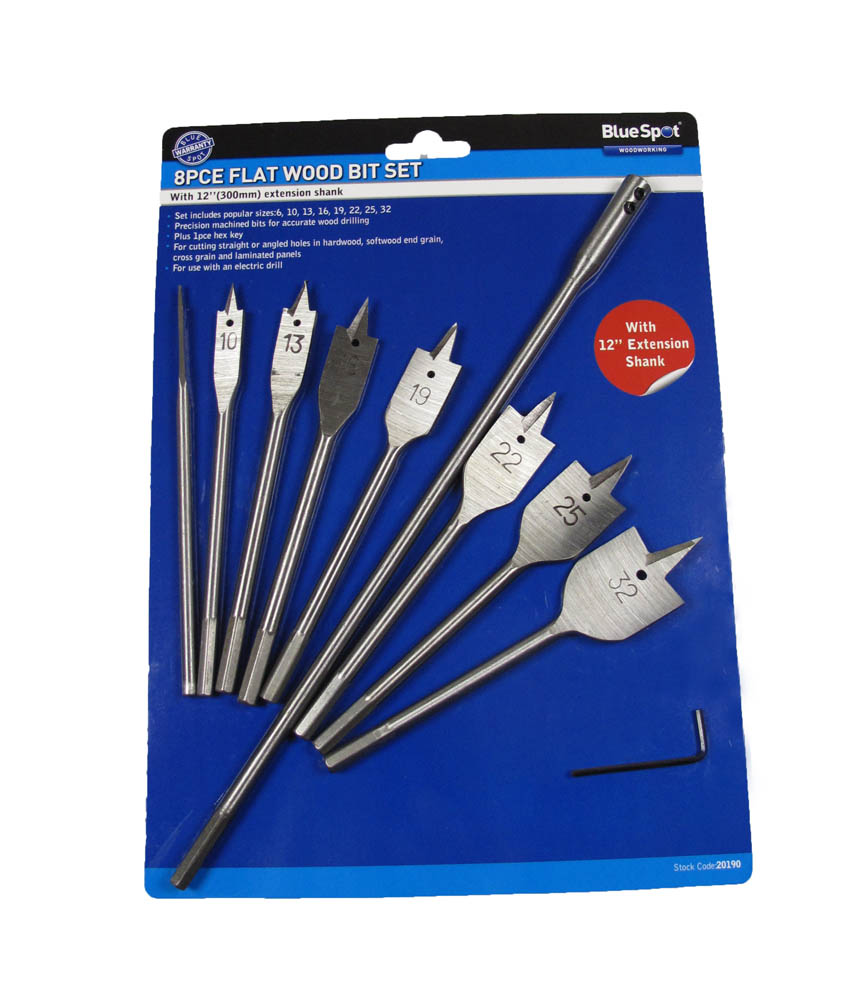 BlueSpot 10 PCE Flat Bit Set (6-32mm)