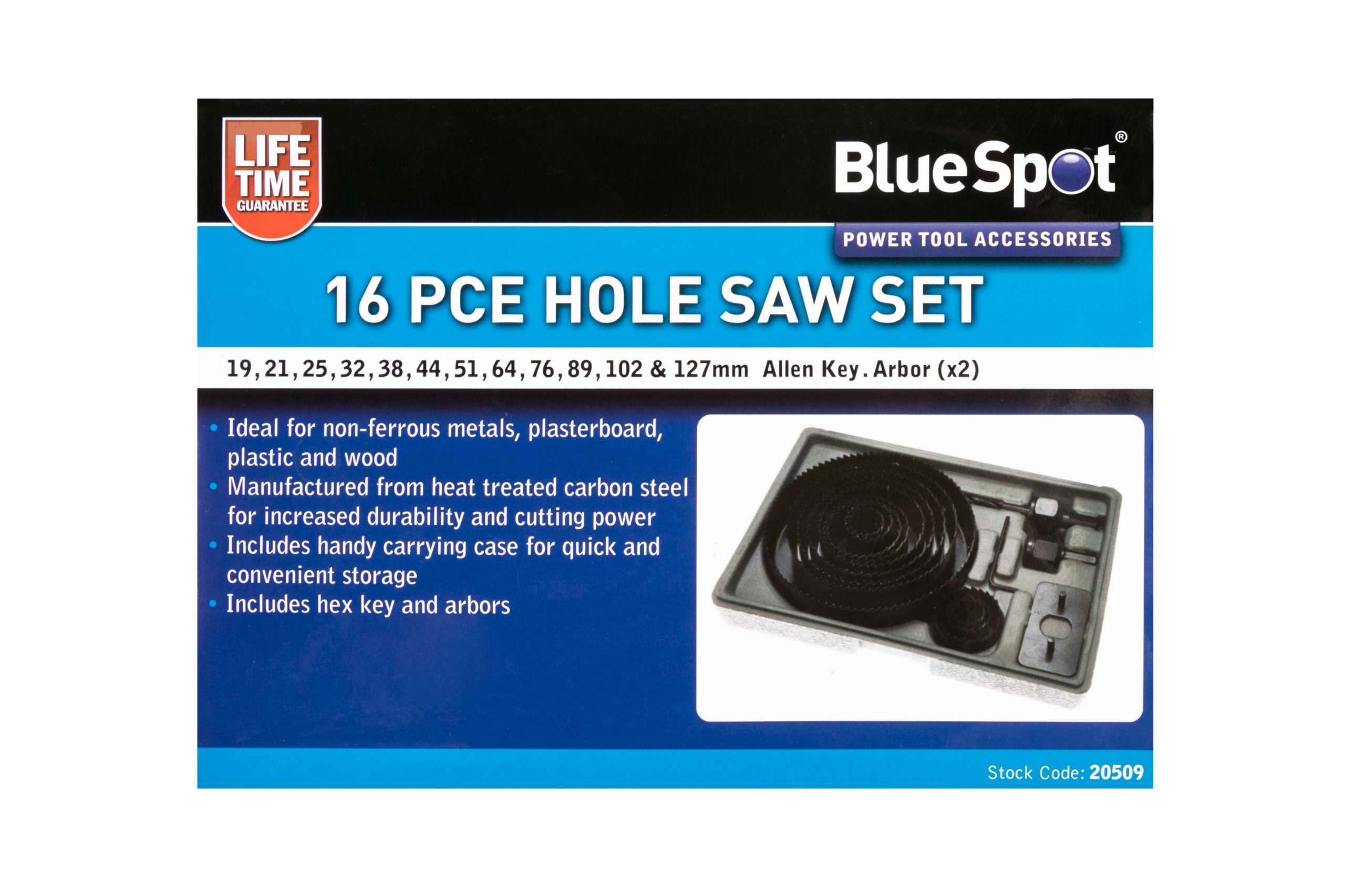 BlueSpot 16 PCE Hole Saw Set (19 – 127mm)