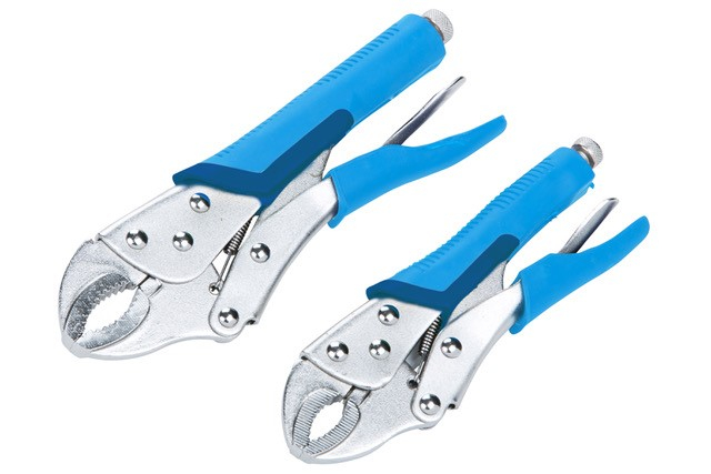 BlueSpot 2 PCE 180mm & 250mm (7″ & 10″) Soft Grip Non-Slip Curved Locking Pliers