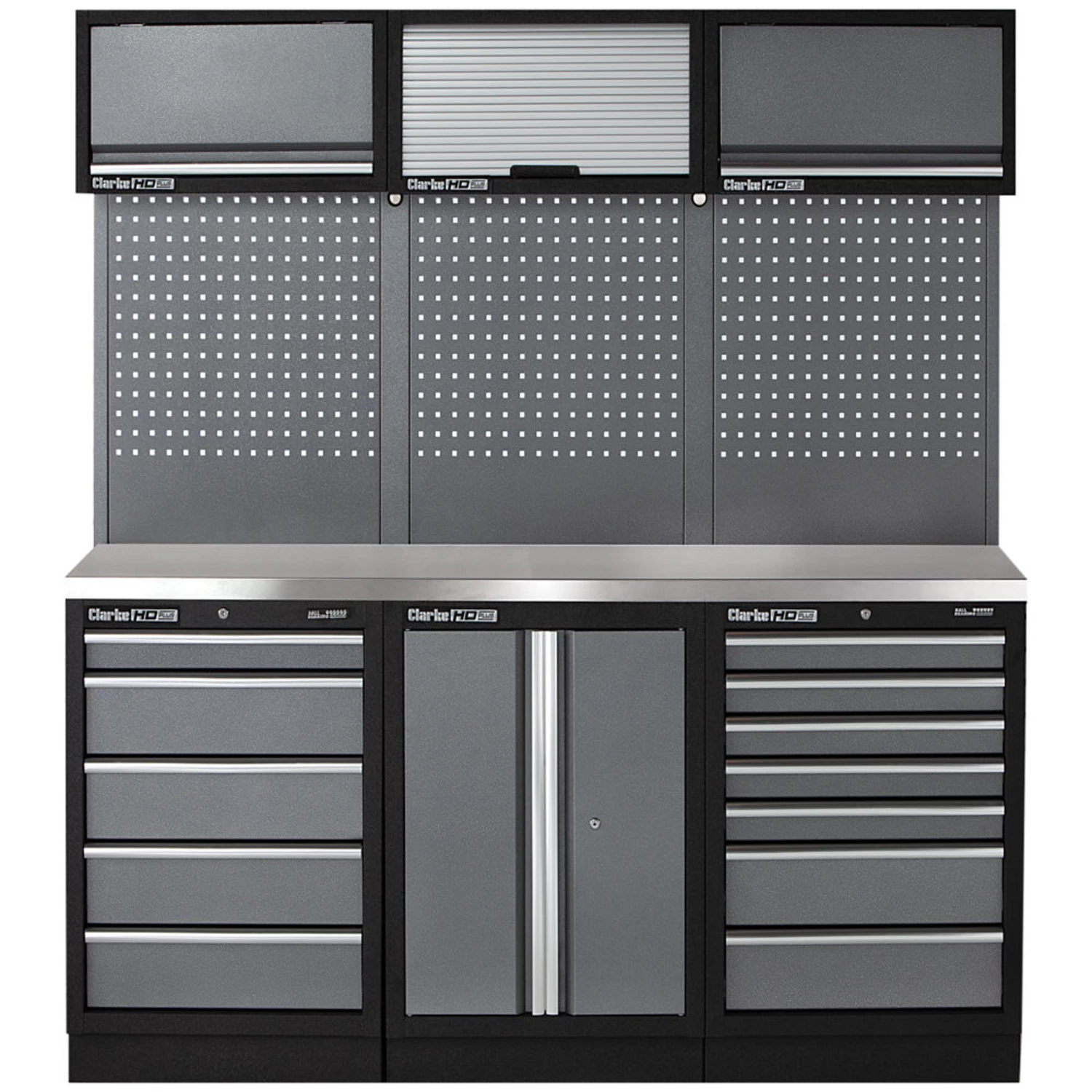 Clarke COMBGSM04 Modular Storage System 14 Piece Package Stainless Steel Worktops