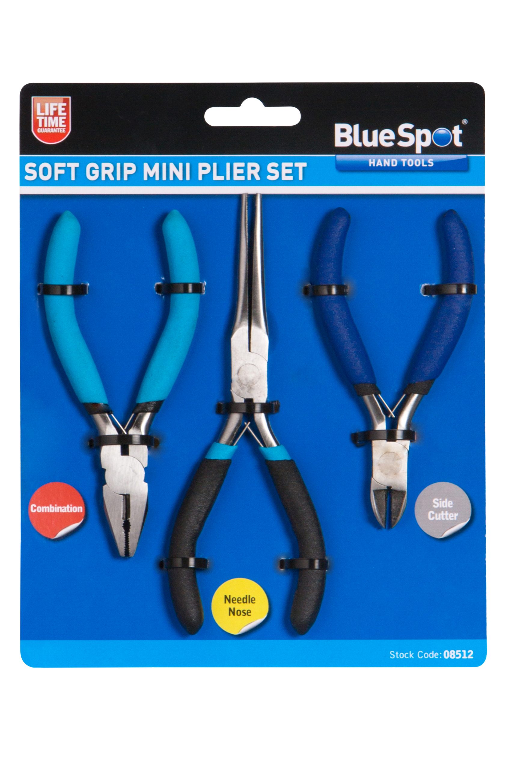 BlueSpot 3 PCE Soft Grip Mini Plier Set