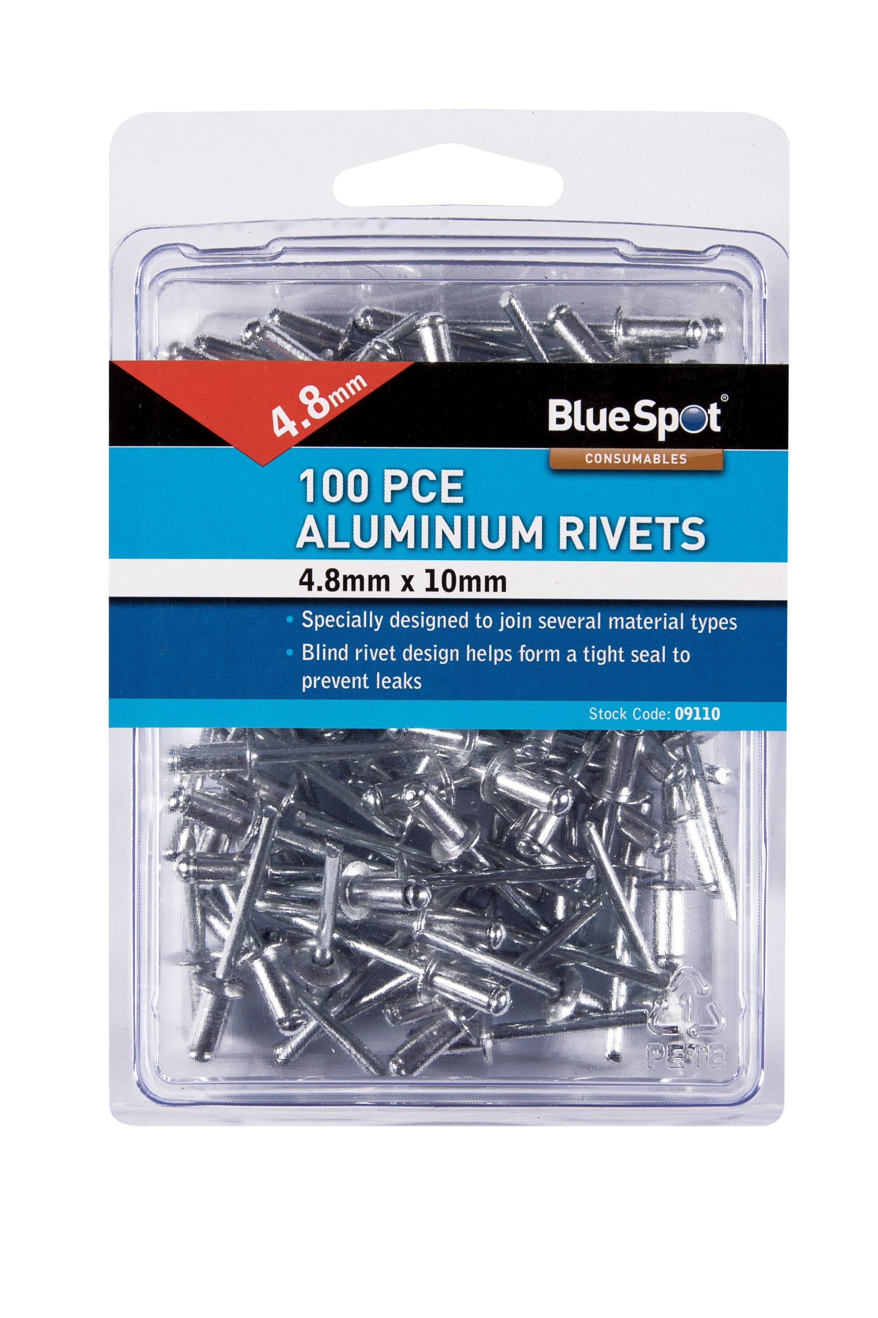 BlueSpot 100 PCE 4.8mm X 10mm Aluminium Rivets