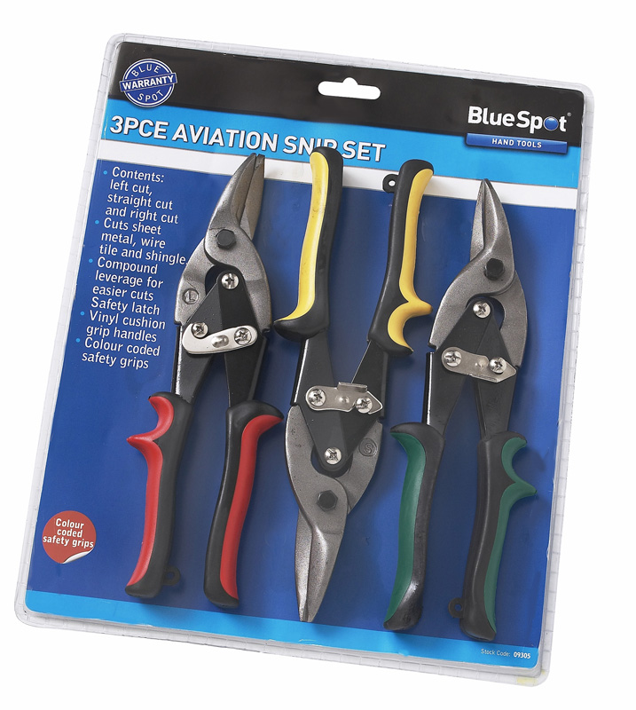 BlueSpot 3 PCE 250mm (10″) Aviation Cutting Snips Set