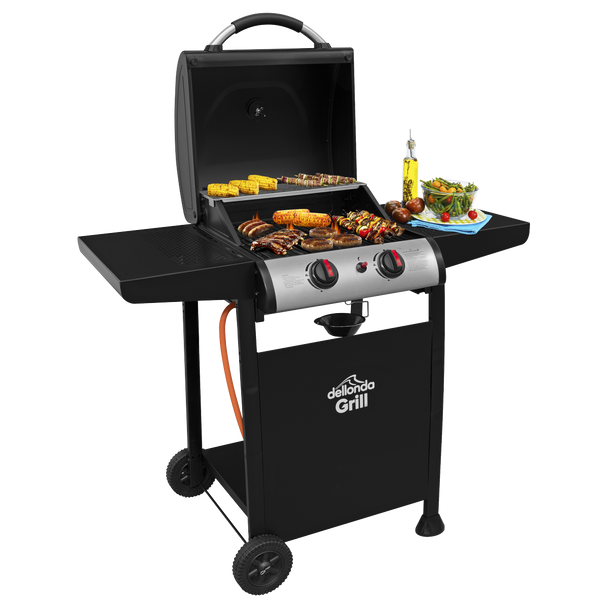 Dellonda 2 Burner Gas BBQ Grill with Piezo Ignition & Thermometer