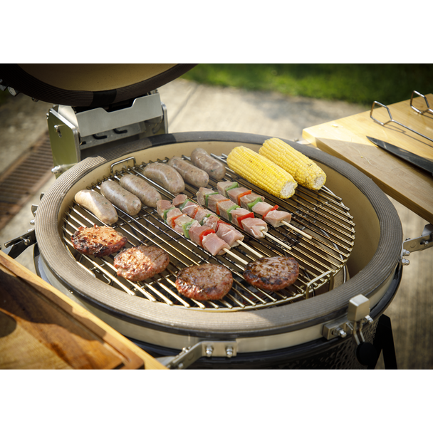 Dellonda Deluxe 22″(56cm) Ceramic Kamado Style BBQ with Wheeled Stand