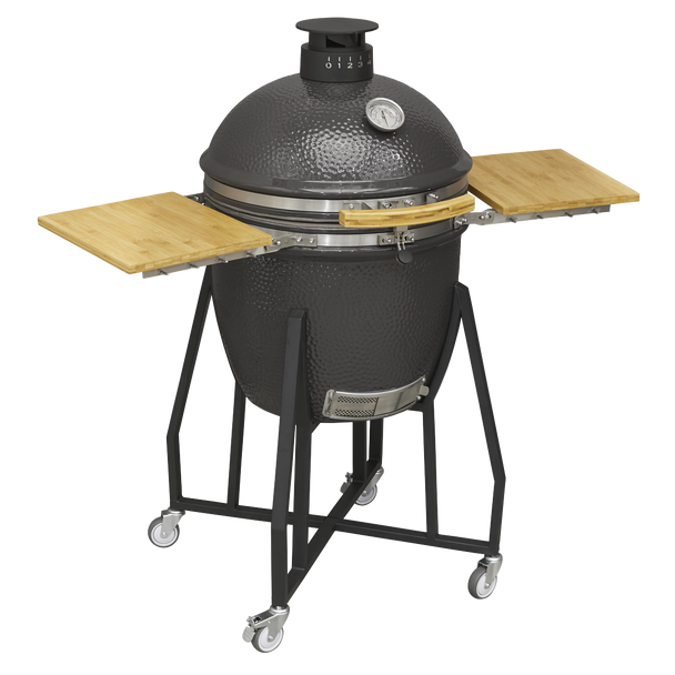 Dellonda Deluxe 22″(56cm) Ceramic Kamado Style BBQ with Wheeled Stand