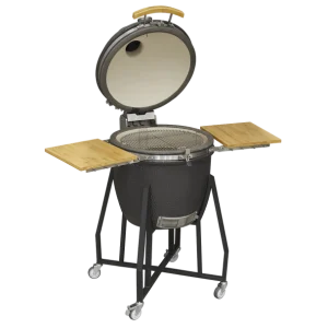 Dellonda Deluxe 22″(56cm) Ceramic Kamado Style BBQ with Wheeled Stand