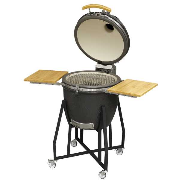 Dellonda Deluxe 22″(56cm) Ceramic Kamado Style BBQ with Wheeled Stand