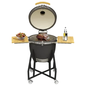 Dellonda Deluxe 22″(56cm) Ceramic Kamado Style BBQ with Wheeled Stand