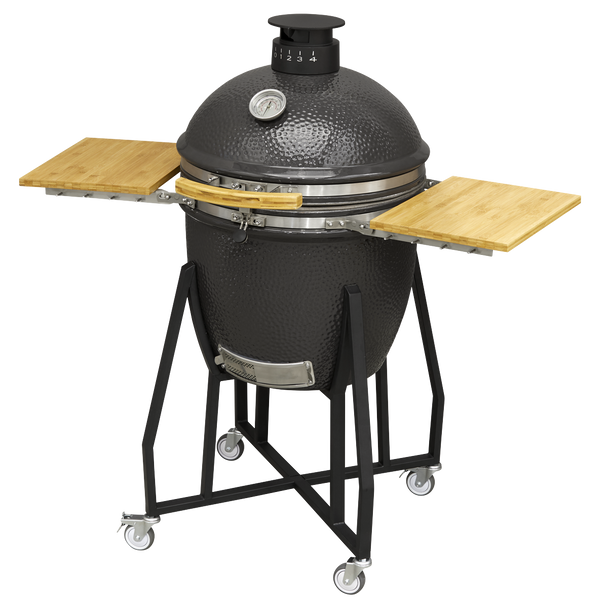 Dellonda Deluxe 22″(56cm) Ceramic Kamado Style BBQ with Wheeled Stand