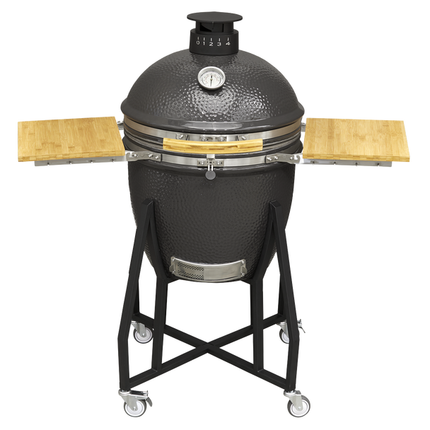 Dellonda Deluxe 22″(56cm) Ceramic Kamado Style BBQ with Wheeled Stand