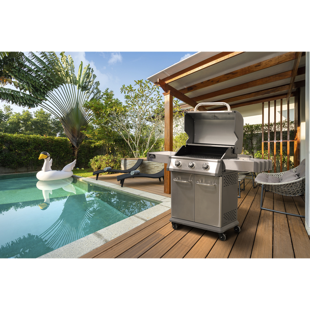 Dellonda 3 Burner Deluxe Gas BBQ Grill with Piezo Ignition & Thermometer – Stainless Steel