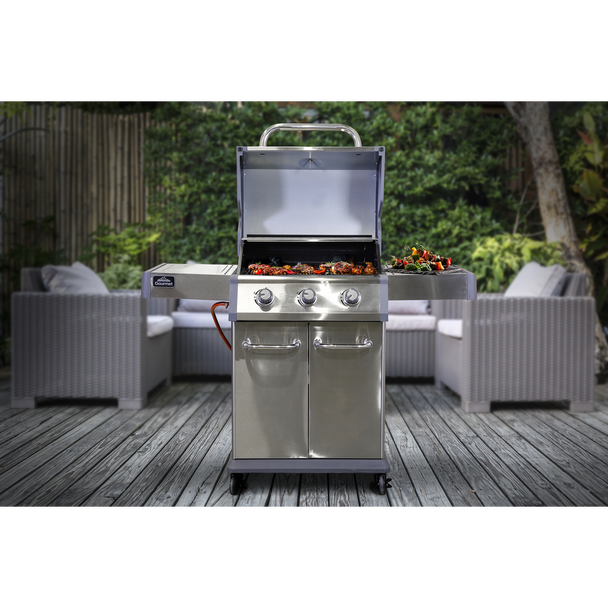 Dellonda 3 Burner Deluxe Gas BBQ Grill with Piezo Ignition & Thermometer – Stainless Steel