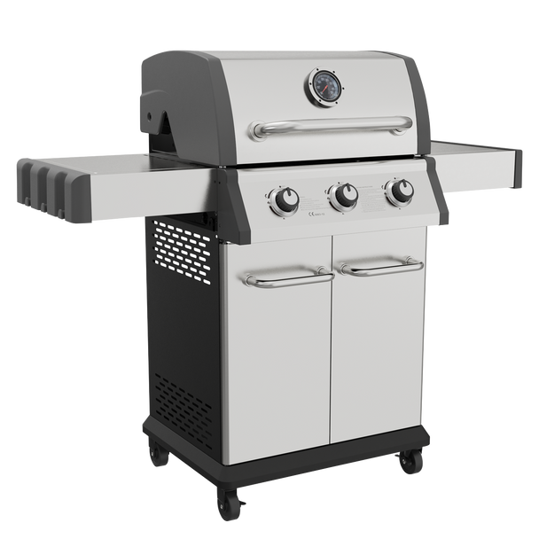 Dellonda 3 Burner Deluxe Gas BBQ Grill with Piezo Ignition & Thermometer – Stainless Steel