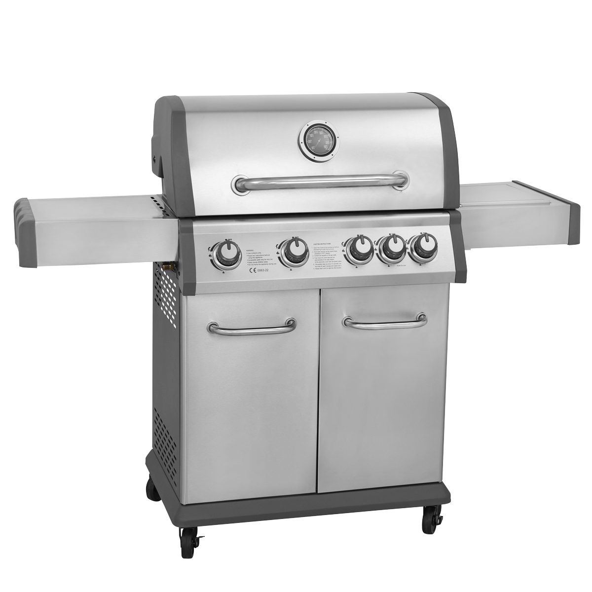 Dellonda 4+1 Burner Deluxe Gas BBQ Grill with Piezo Ignition & Thermometer – Stainless Steel