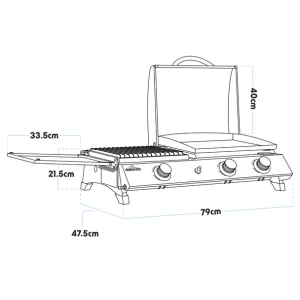 Dellonda 3 Burner Stainless Steel Portable Gas Plancha/Grill 8.5kW