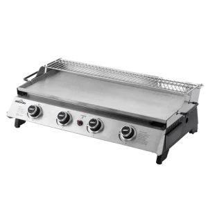 Dellonda 4 Burner Stainless Steel Portable Gas Plancha with Warming Rack 10kW
