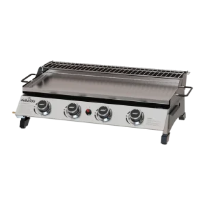 Dellonda 4 Burner Stainless Steel Portable Gas Plancha with Warming Rack 10kW