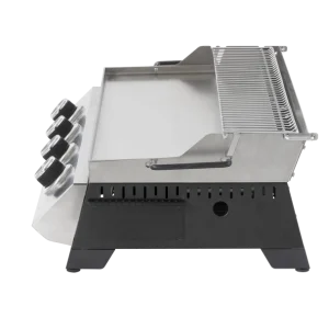 Dellonda 4 Burner Stainless Steel Portable Gas Plancha with Warming Rack 10kW