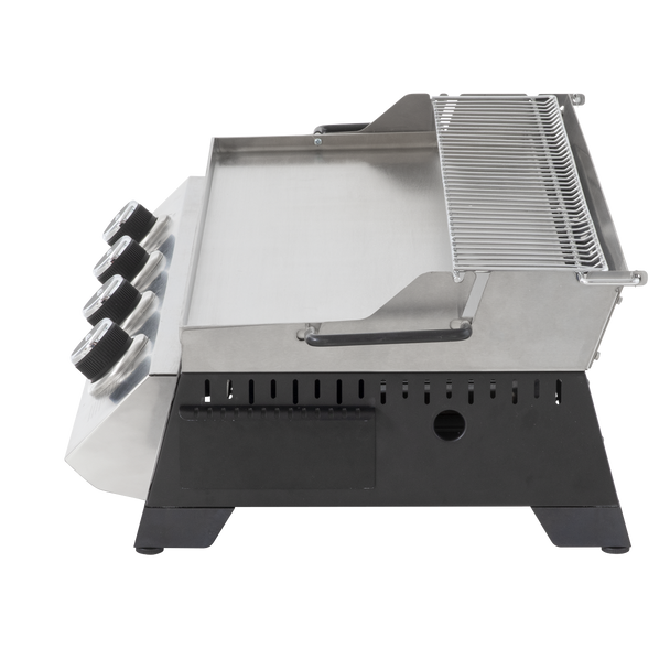 Dellonda 4 Burner Stainless Steel Portable Gas Plancha with Warming Rack 10kW
