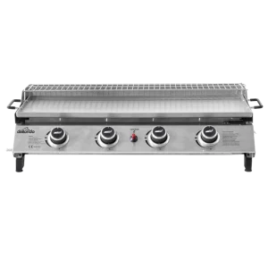 Dellonda 4 Burner Stainless Steel Portable Gas Plancha with Warming Rack 10kW