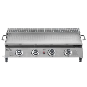 Dellonda 4 Burner Stainless Steel Portable Gas Plancha with Warming Rack 10kW