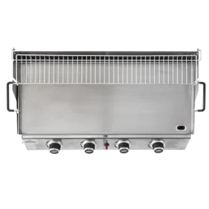 Dellonda 4 Burner Stainless Steel Portable Gas Plancha with Warming Rack 10kW