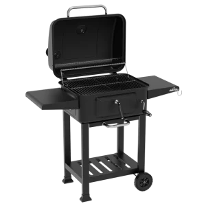 Dellonda Charcoal Grill BBQ Smoker & Trolley with 2 Side Shelves – Black