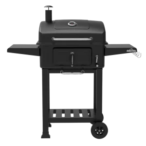 Dellonda Charcoal Grill BBQ Smoker & Trolley with 2 Side Shelves – Black