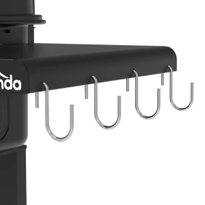 Dellonda Charcoal Grill BBQ Smoker & Trolley with 2 Side Shelves – Black
