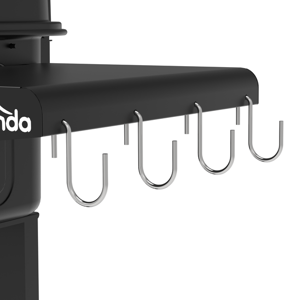 Dellonda Charcoal Grill BBQ Smoker & Trolley with 2 Side Shelves – Black