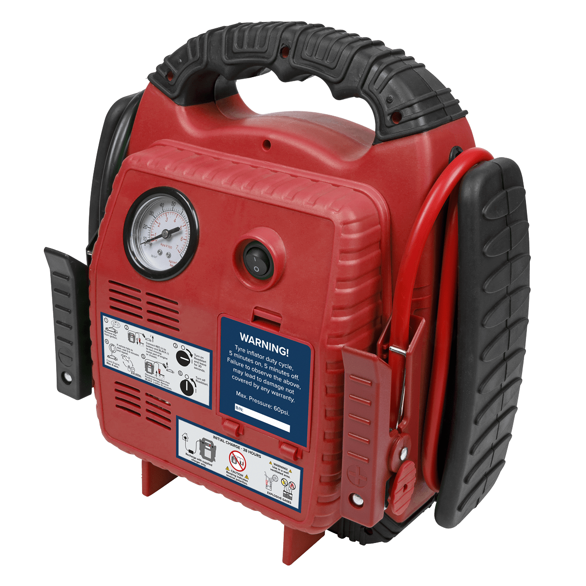 Sealey RoadStartĀ® Emergency Jump Starter with Air Compressor 12V 900 Peak Amps