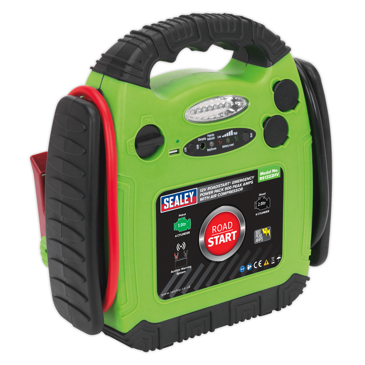 Sealey RoadStartĀ® Emergency Jump Starter with Air Compressor 12V 900 Peak Amps