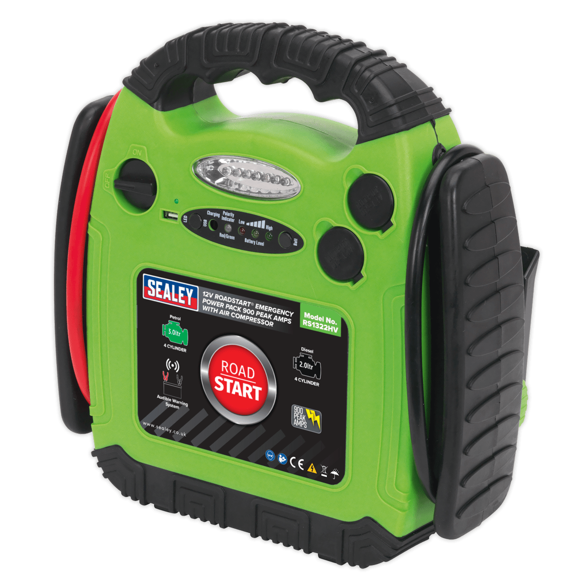 Sealey RoadStartĀ® Emergency Jump Starter with Air Compressor 12V 900 Peak Amps