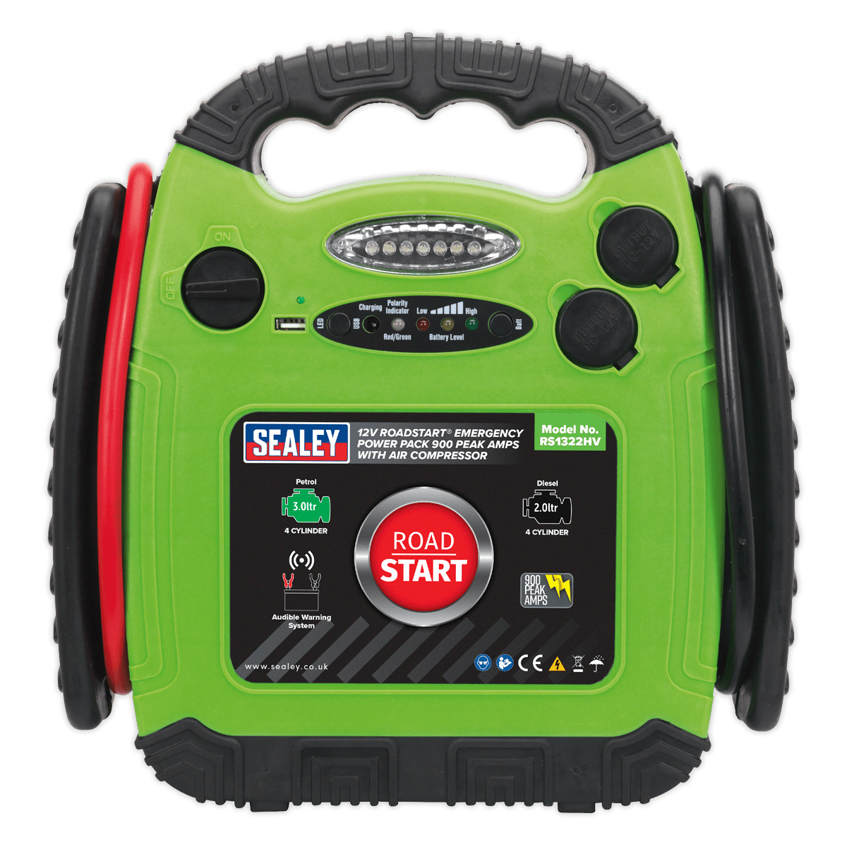 Sealey RoadStartĀ® Emergency Jump Starter with Air Compressor 12V 900 Peak Amps