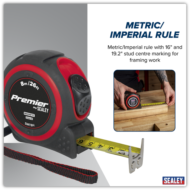Premier Heavy-Duty Tape Measure 8m(26ft)